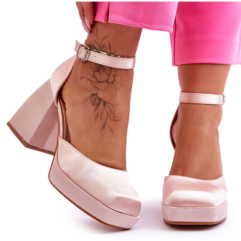 Módní lodičky na masivních podpatcích béžová Sandia béžový