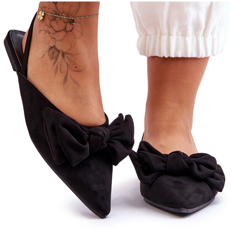 Dámské nazouvací baleríny s mašlí Černá Nadine Dámské nazouvací baleríny s mašlí Černá Nadine