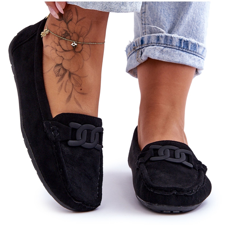 Dámské módní semišové mokasíny Black Rabell černá