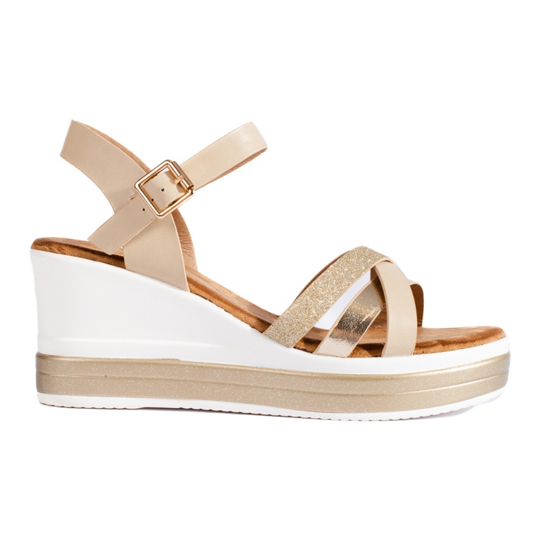 Dámské béžové sandály na klínku Shelovet béžový