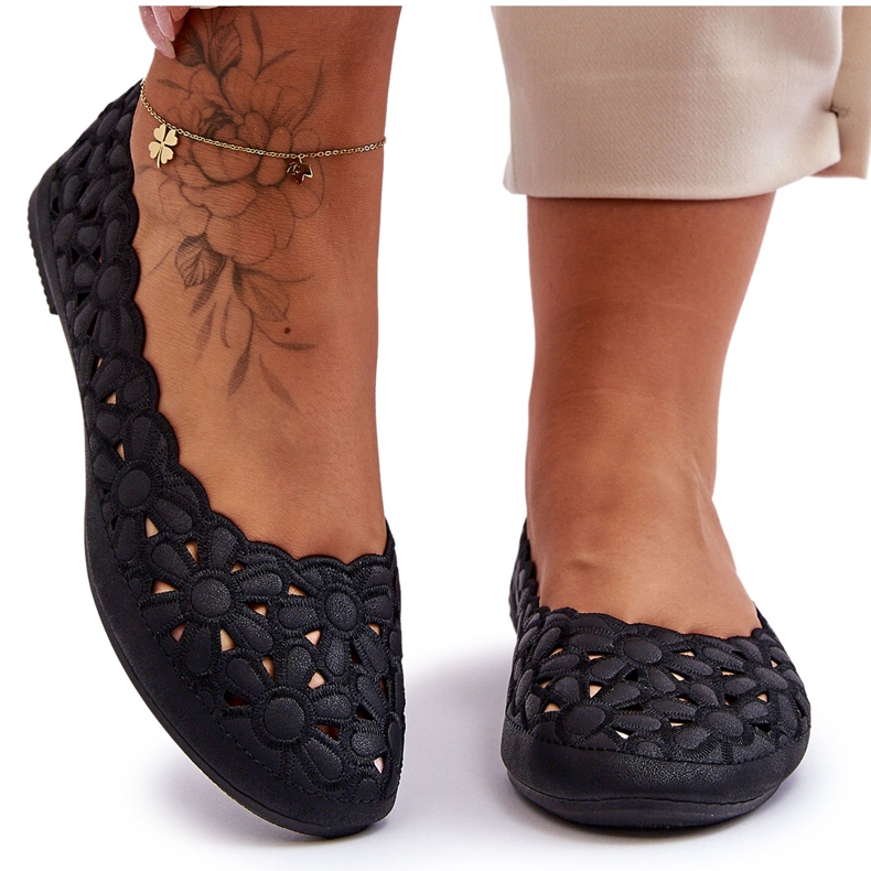 PE1 Dámské prolamované baleríny Black Visionary černá PE1 Dámské prolamované baleríny Black Visionary černá