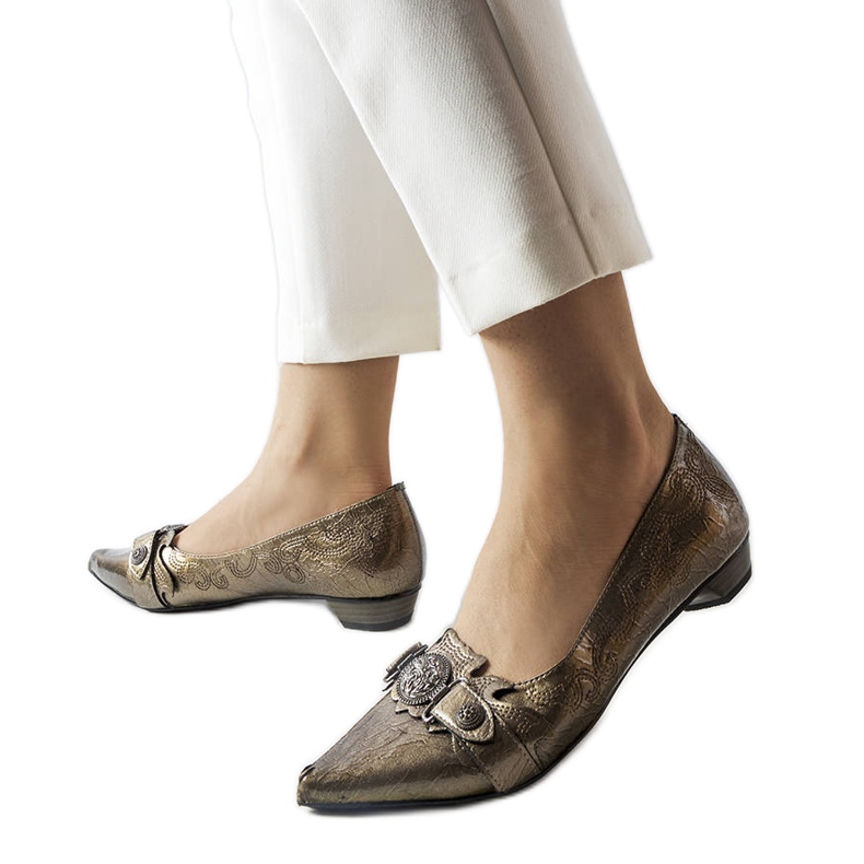 Stříbrné lodičky na nízkém podpatku značky Siciliano šedá