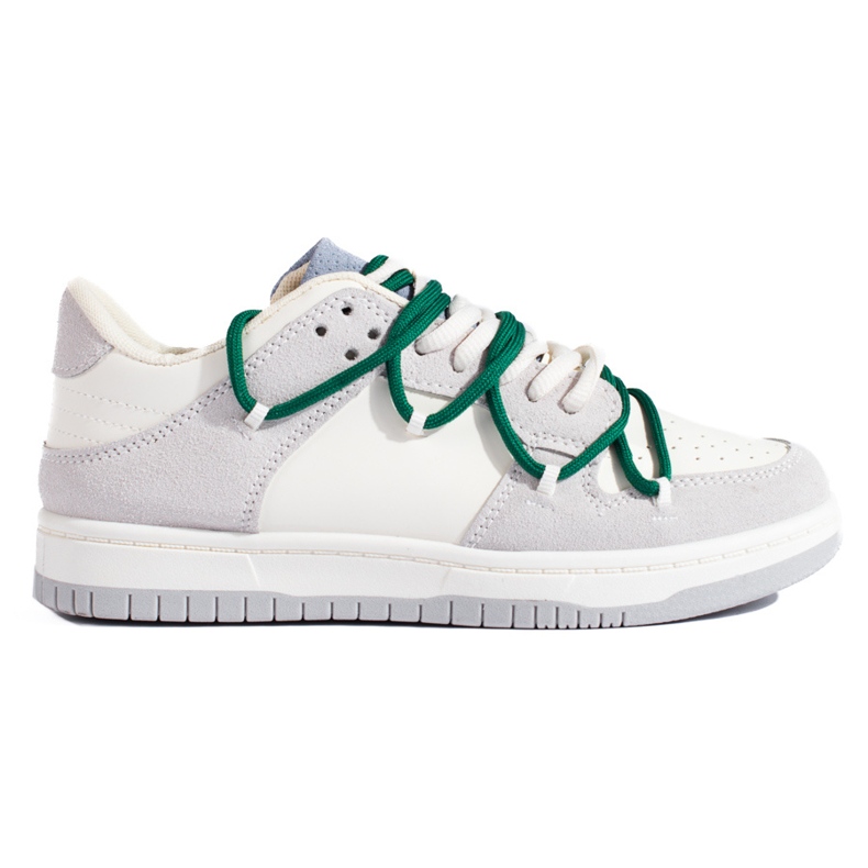 Tenisky Shelovet se zelenými tkaničkami bílý