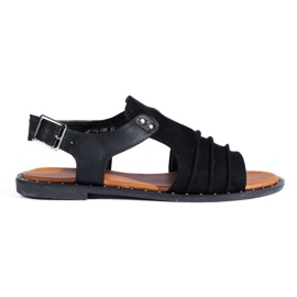 Černé semišové uzavřené sandály Shelovet černá