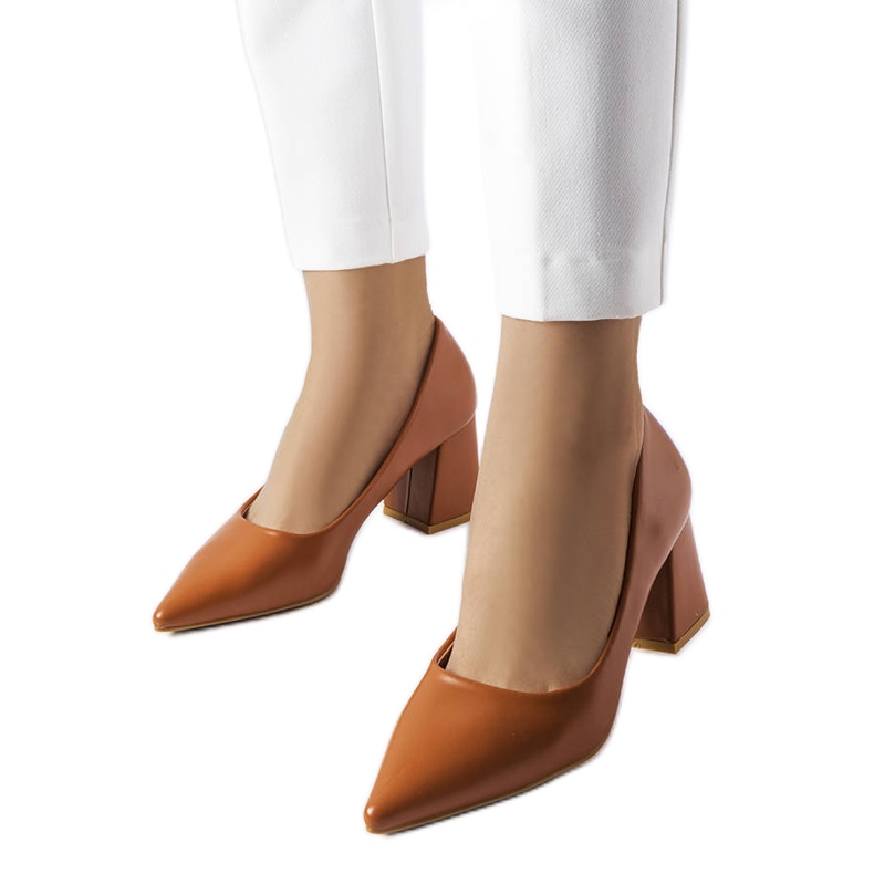 Hnědé lodičky Fanchon na vysokém podpatku hnědý