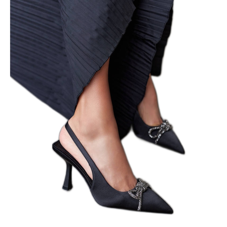 Černé sandály na vysokém podpatku s mašlí od Didier černá Černé sandály na vysokém podpatku s mašlí od Didier černá