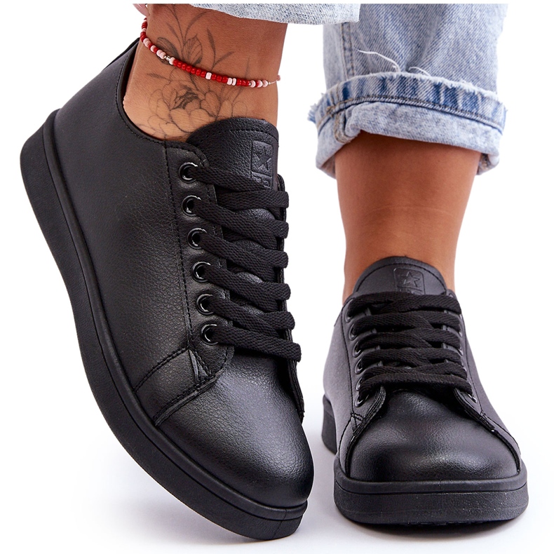 PE1 Dámské kožené klasické tenisky Black Unlimited černá