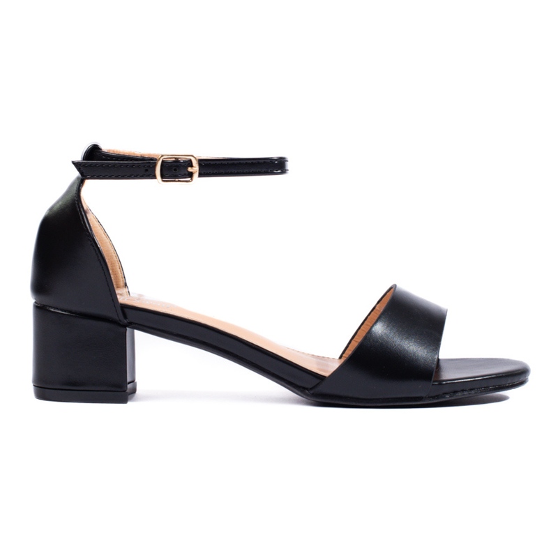 Klasické elegantní dámské sandály na nízkém podpatku Shelovet black černá