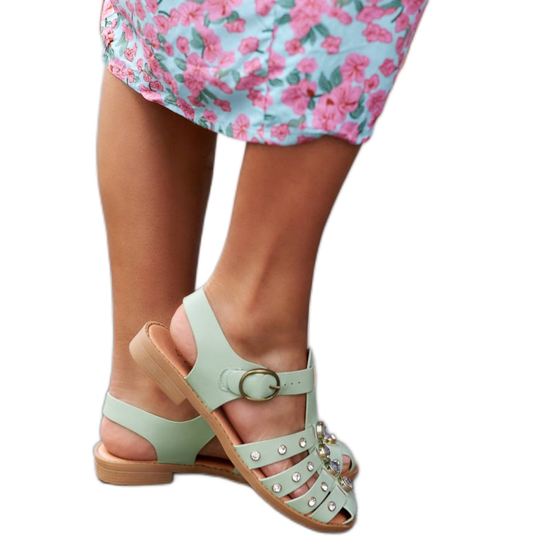 Zelené sandály zdobené kamínky od Gaetano zelená