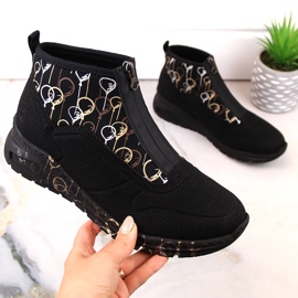 Kotníkové boty pro ženy sportovní tenisky na zip černé Rieker M4953-00 černá