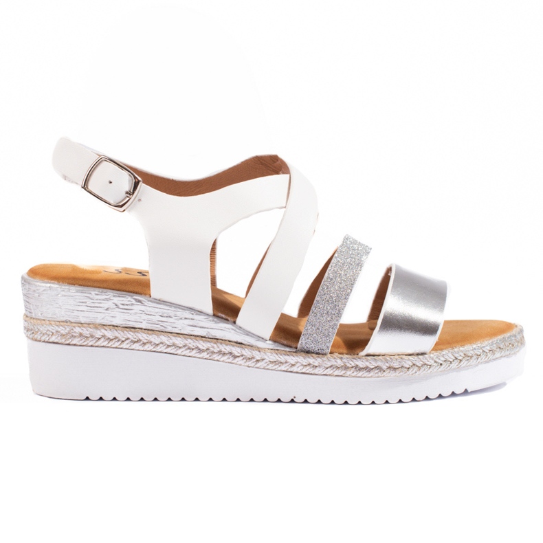 Bílé dámské sandály na klínku Shelovet bílý