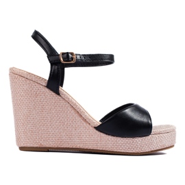 Černé espadrilky Shelovet na vysokém klínu černý