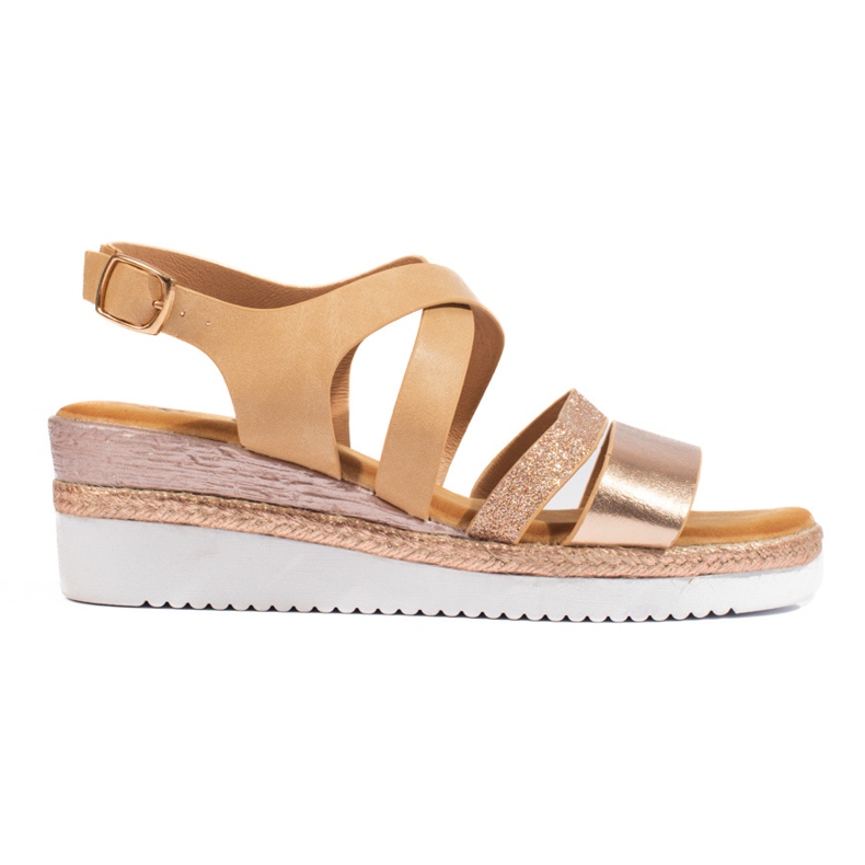 Dámské béžové sandály na klínku Shelovet béžový