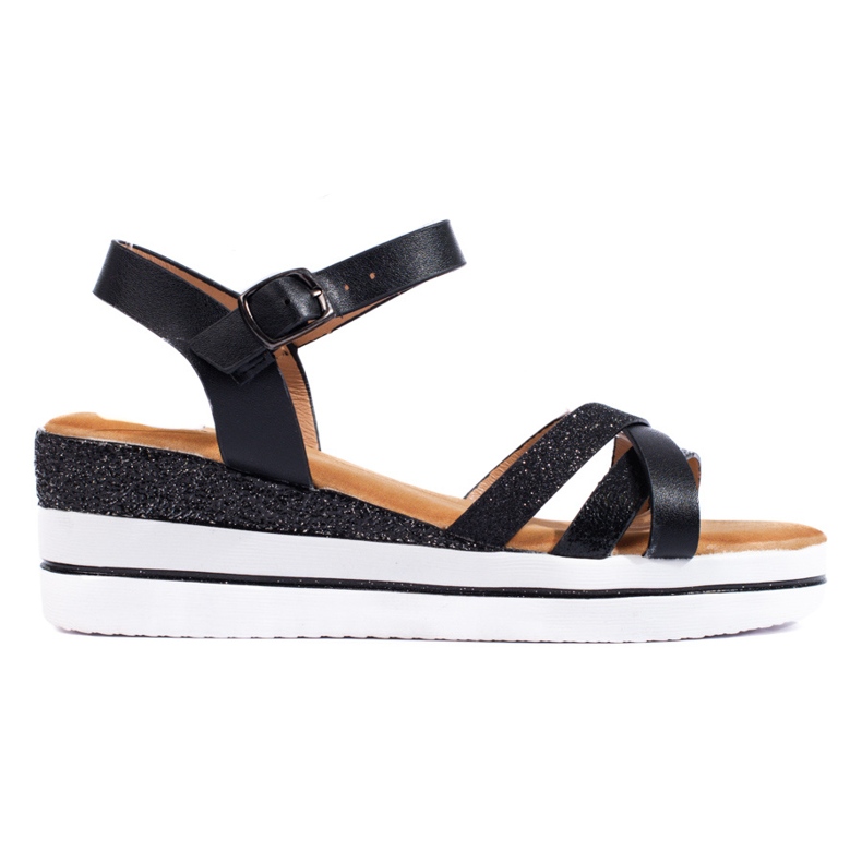 Černé dámské sandály na klínku Shelovet černá