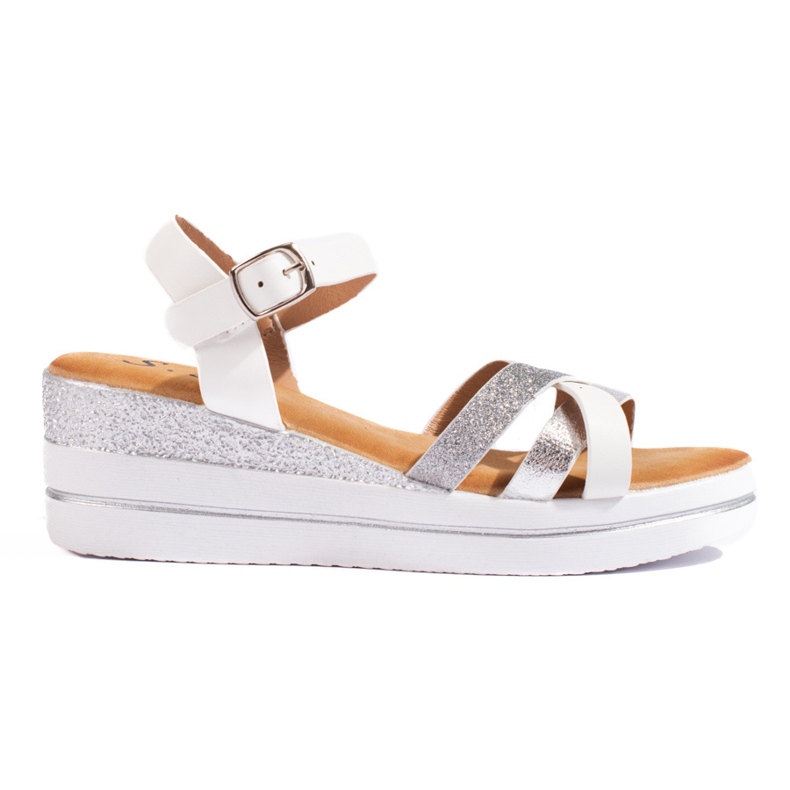 Bílé dámské sandály na klínku Shelovet bílý