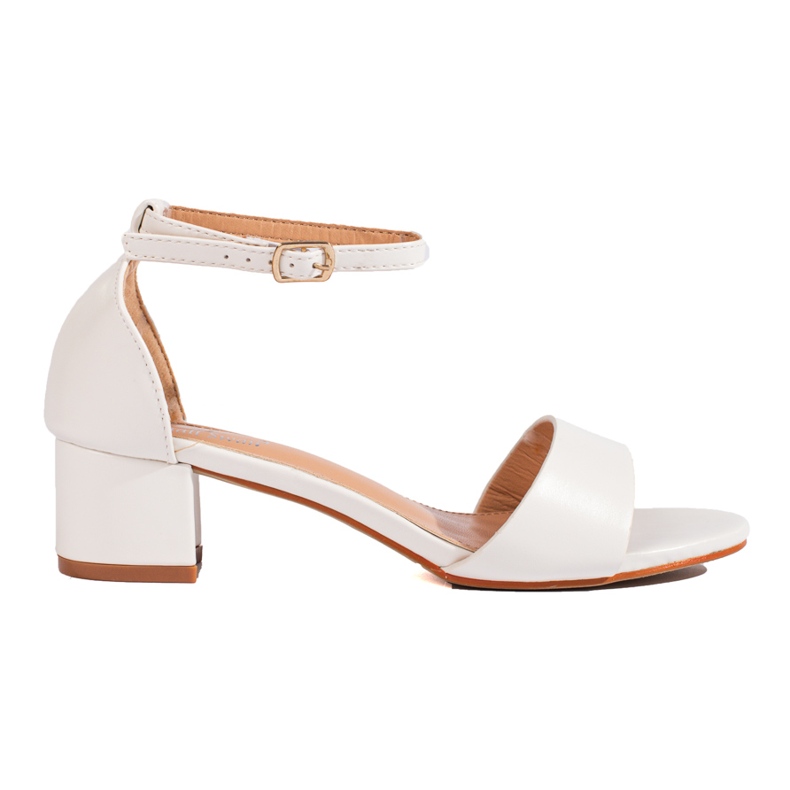 Klasické elegantní dámské sandály Shelovet na nízkém podpatku bílý