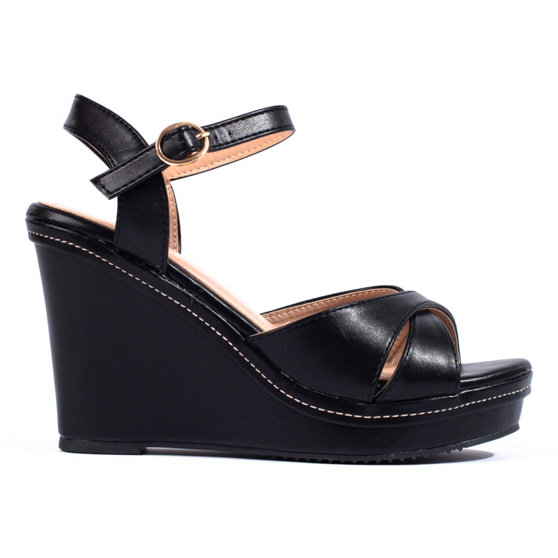 Shelovet sandály na vysokém klínu černá