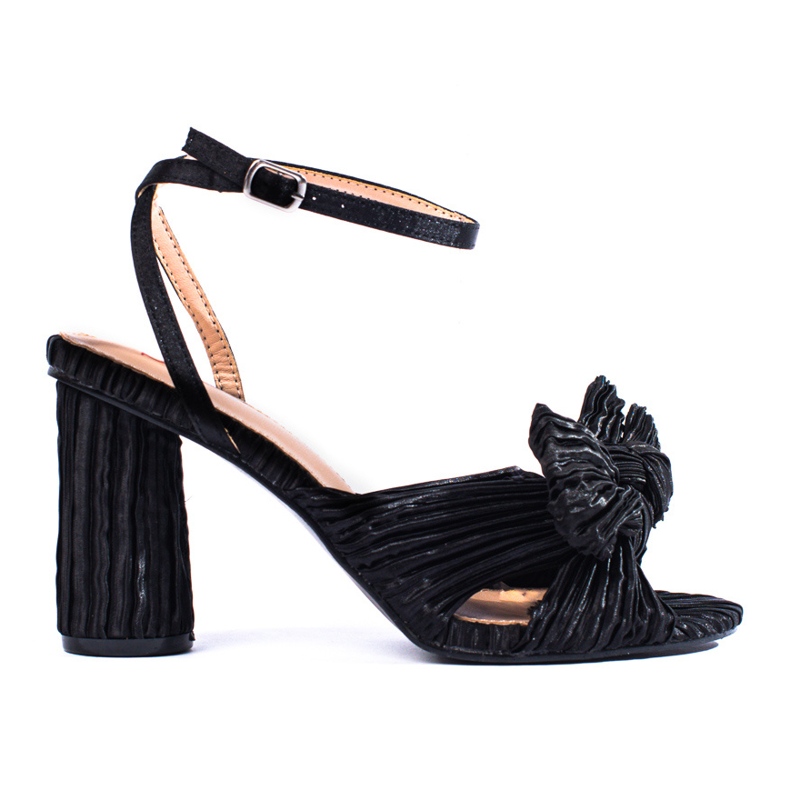 Shelovet černé textilní blokové sandály černá