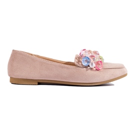 Béžové semišové mokasíny s krystaly od Shelovetu béžový