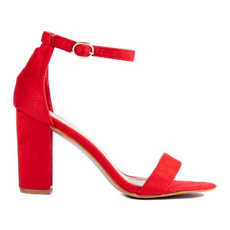 Červené semišové sandály na vysokém podpatku od Shelovet