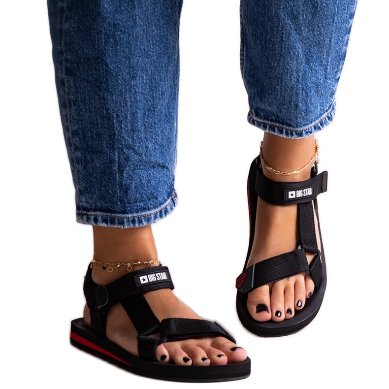 Černé sportovní sandály Big Star DD274A282 černá Černé sportovní sandály Big Star DD274A282 černá