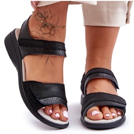 Klasické sandály na suchý zip S.Barski 97575 Black černý