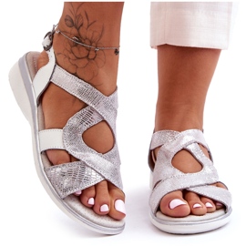 Dámské kožené sandály S.Barski 97619 Silver stříbro