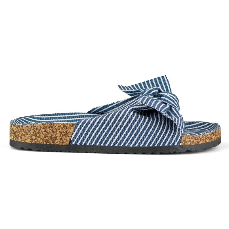 Dámské džínové slidery s mašlí modrý