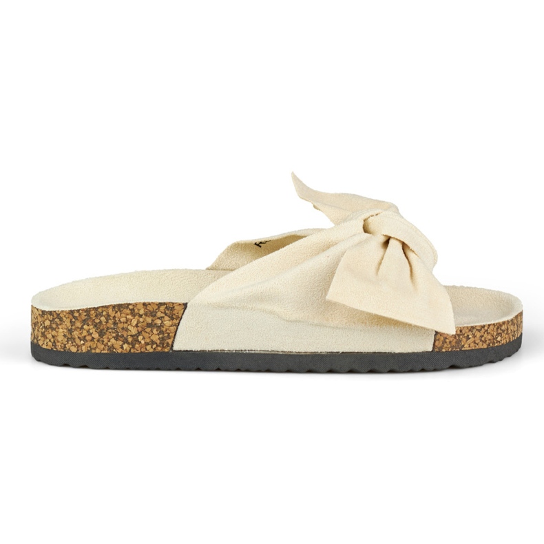 Klasické béžové pantofle s mašlí béžový