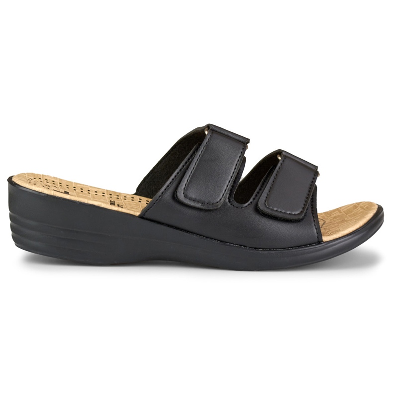 Pohodlné dámské pantofle na suchý zip černé barvy černá