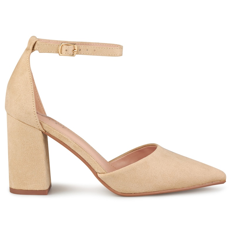 Béžové lodičky na sloupku se zapínáním u kotníku béžový Béžové lodičky na sloupku se zapínáním u kotníku béžový