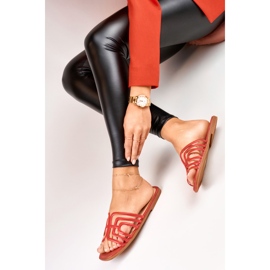 Červené elegantní dámské ploché pantofle