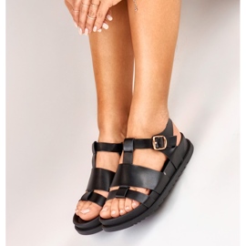 Klasické černé dámské ploché sandály černá