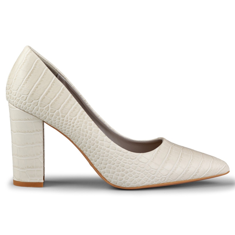 Světlé lodičky na sloupku z ekokůže šedá Světlé lodičky na sloupku z ekokůže šedá