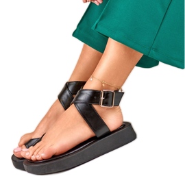 Černé dámské sandály se zapínáním na kotník Lisy černá Černé dámské sandály se zapínáním na kotník Lisy černá