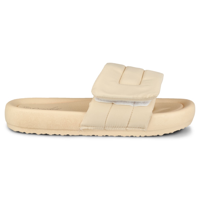 Dámské béžové pantofle nastavitelné pomocí suchého zipu béžový Dámské béžové pantofle nastavitelné pomocí suchého zipu béžový