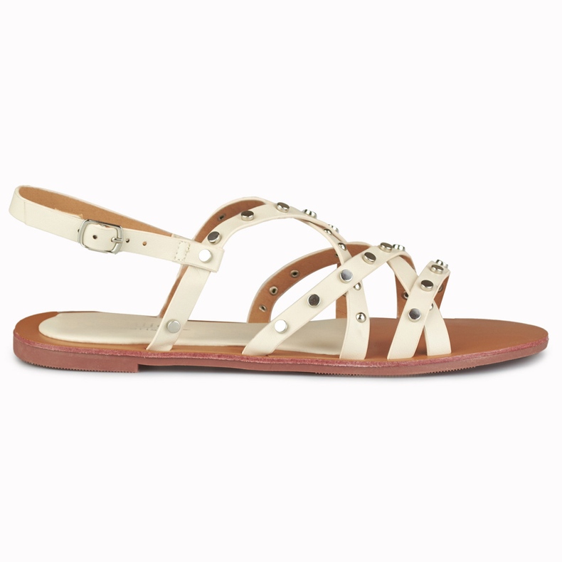 Dámské béžové sandály s kovovými ozdobami béžový