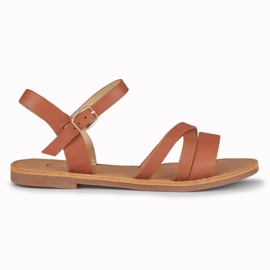 Fialové dámské hnědé ploché sandály hnědý Fialové dámské hnědé ploché sandály hnědý