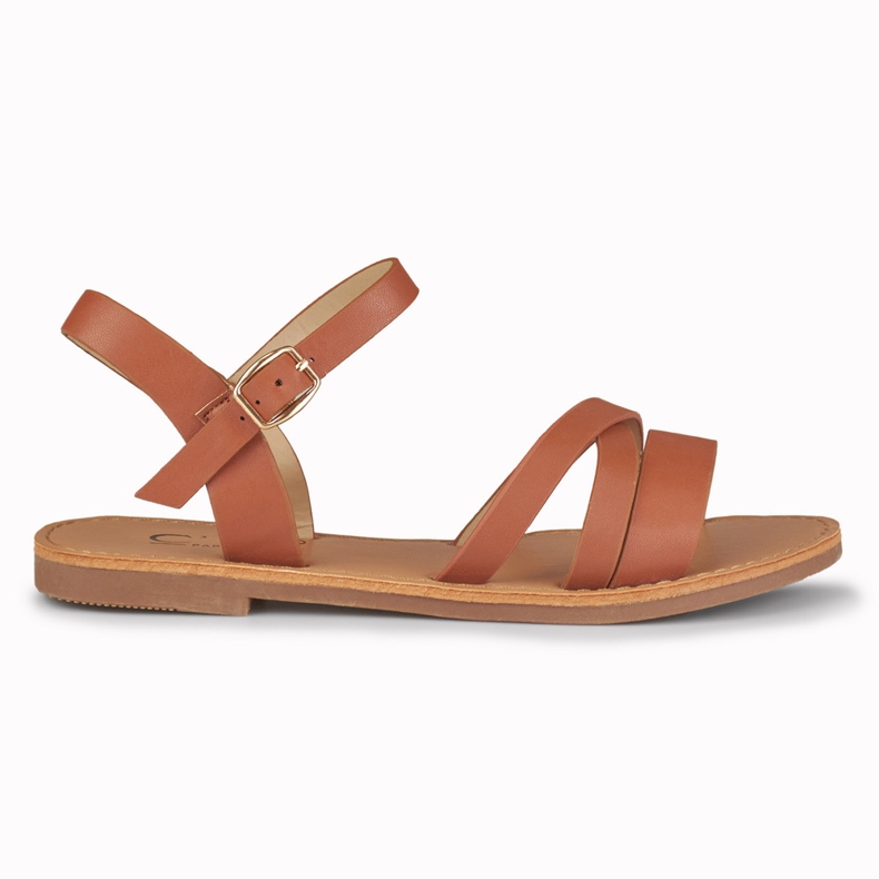 Fialové dámské hnědé ploché sandály hnědý Fialové dámské hnědé ploché sandály hnědý