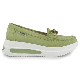 Světle zelené dámské mokasíny na platformě zelený