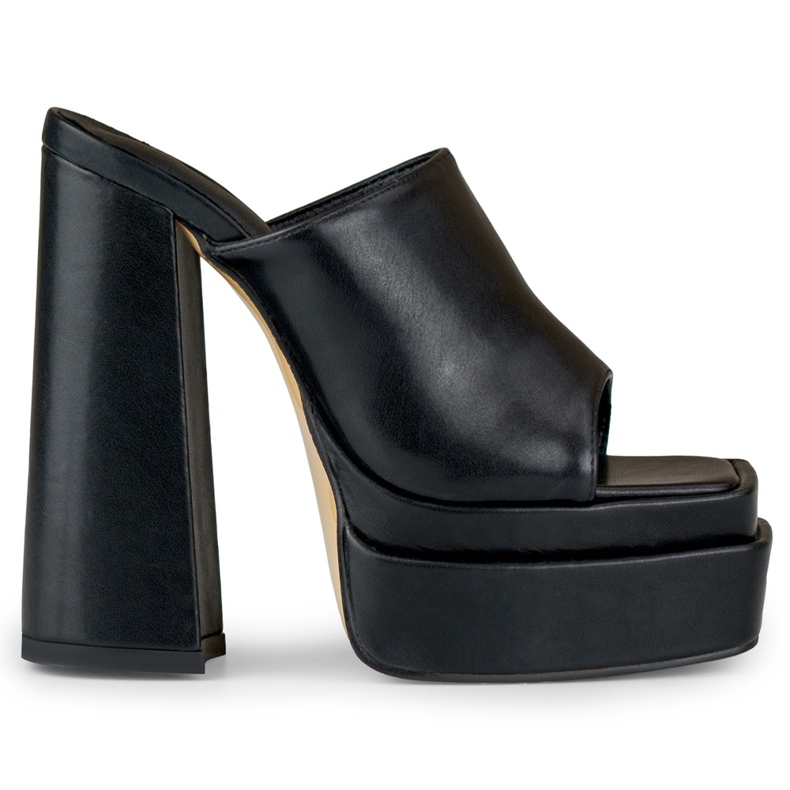 Černé klouzačky Evelyn na vysokém podpatku černá