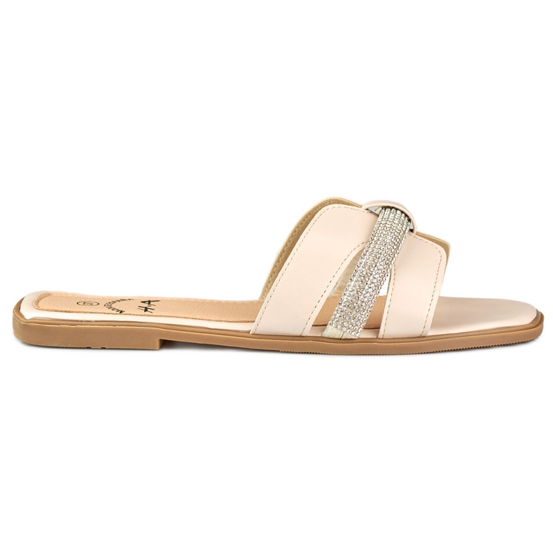 Dámské béžové slidery s flitry béžový