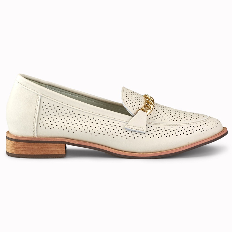 Dámské prolamované boty vyrobené z přírodní kůže béžový