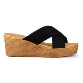 Dámské černé pantofle na klínku černý