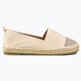 Dámské béžové espadrilky s flitrovou špičkou béžový