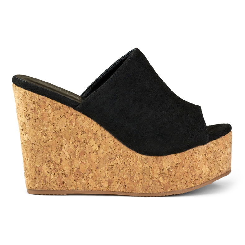 Černé žabky na korkovém klínku černá Černé žabky na korkovém klínku černá