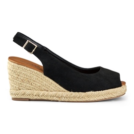 Dámské černé semišové espadrilky na klínku černá Dámské černé semišové espadrilky na klínku černá