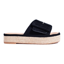 Černé semišové espadrilky se nasazují na platformu Shelovet černý