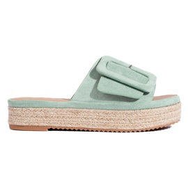 Mátové semišové espadrilky se nasazují na platformu Shelovet zelený