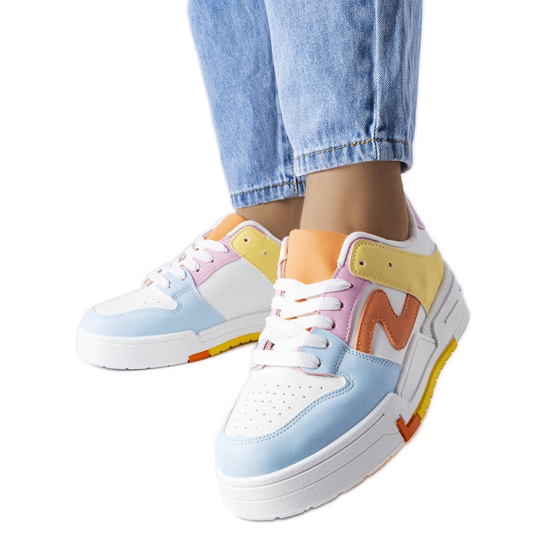 Modré a žluté tenisky na platformě od Harter modrý